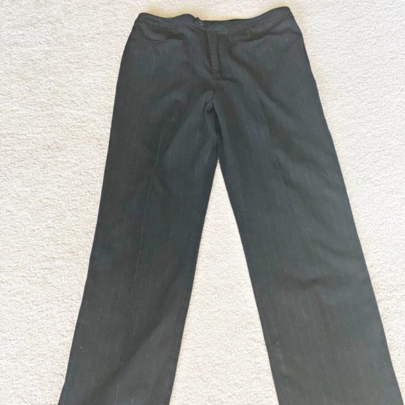 Gap Womens Dress Pants Black Pinstripe Stretch Mid Rise Straight Leg Zip Fly 10 - Picture 1 of 8